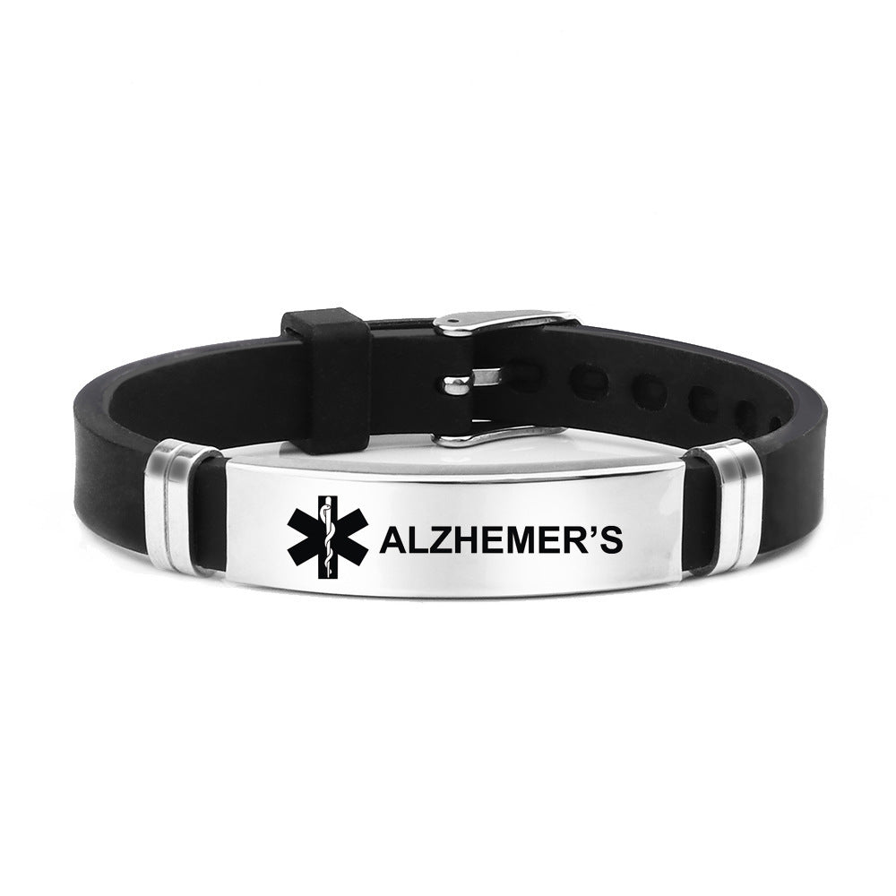 Warning Words Adjustable Sports Stainless Steel Life Star Medical Bracelet