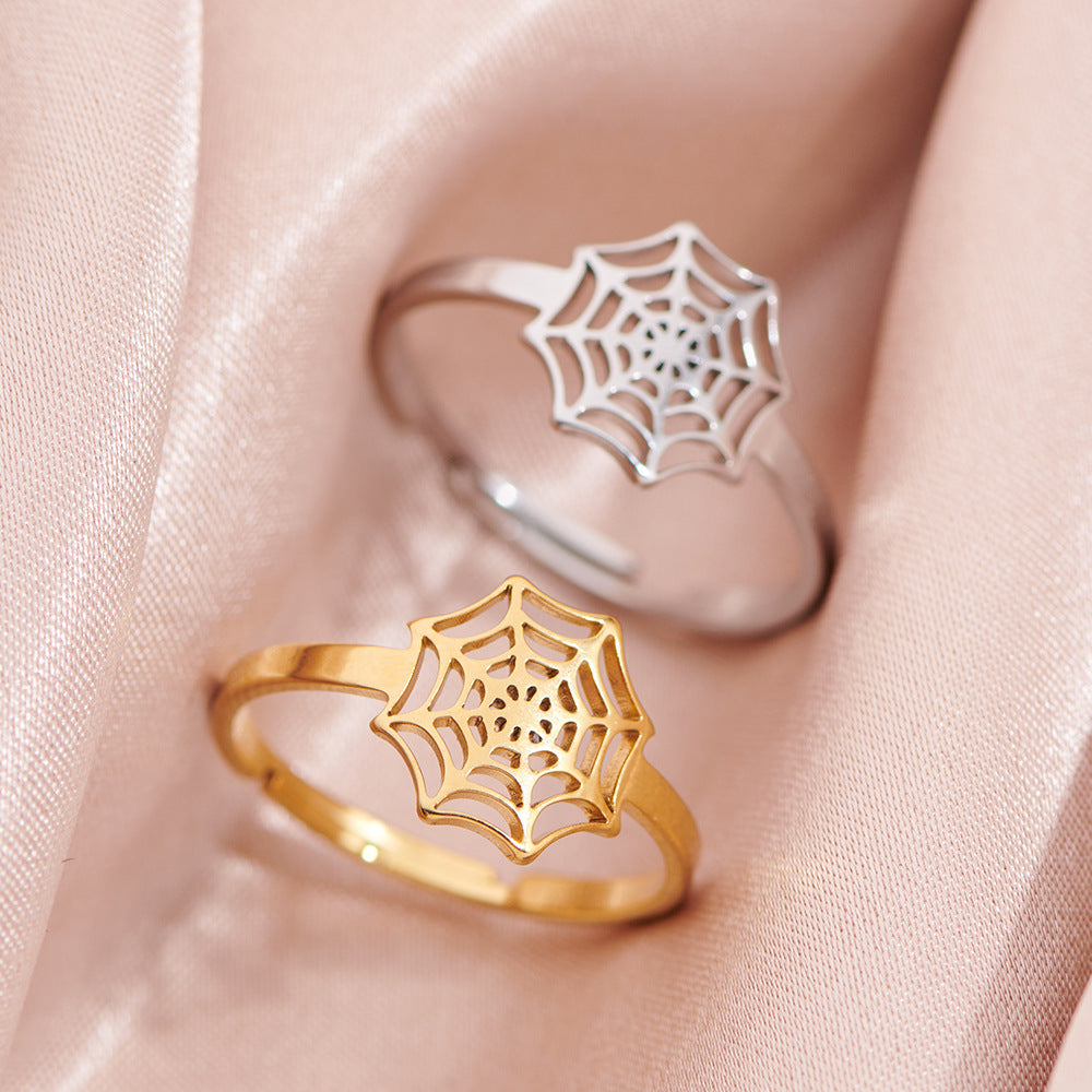 Stainless Steel Gold Opening Halloween Spider Rings