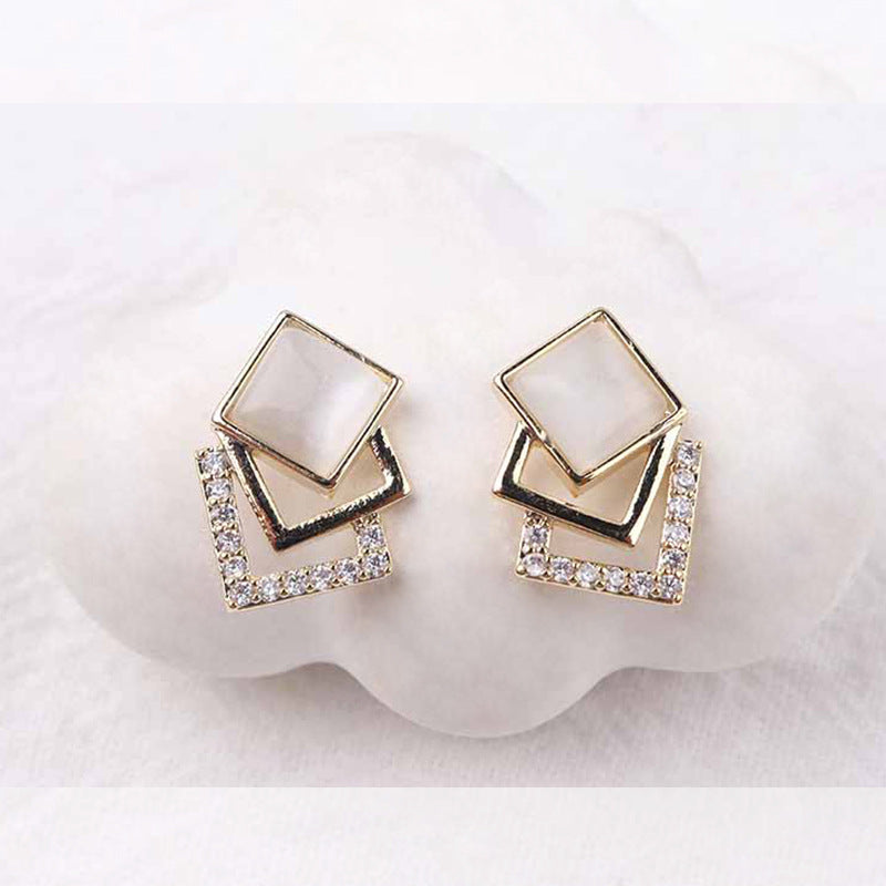 Needle Korean Style Square Elegant Female Earrings