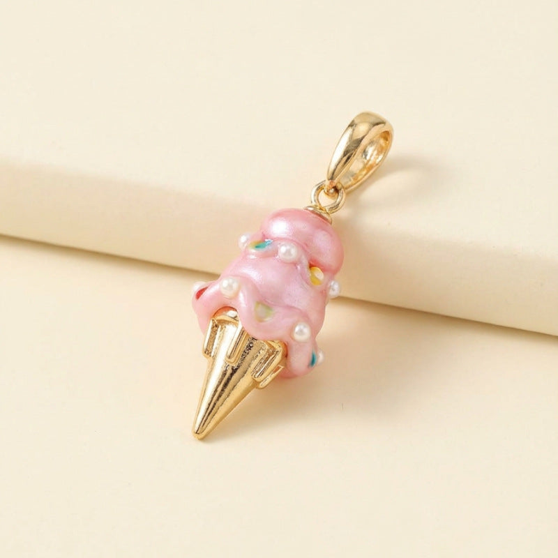 Pearl Ice Cream Bear Head Cupcake Bow Pendants