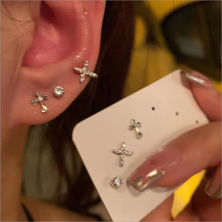 Match Sets Of Cute Finely Inlaid Girly Ear Stud Earrings