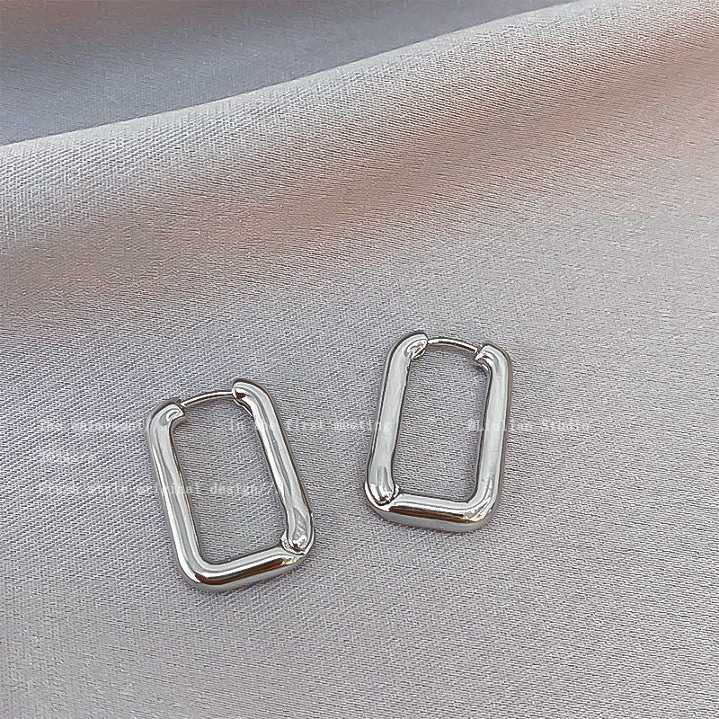 Metal Pleated Geometric Simple Minority Sier Series Earrings