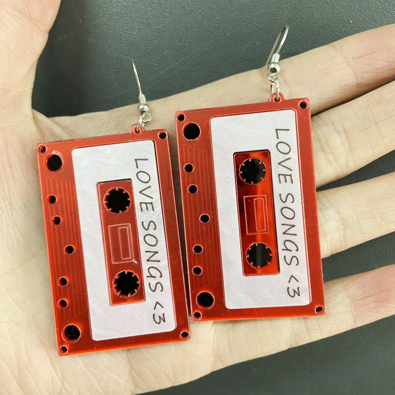 Trendy Female Temperament Stereo Tape Trend Simple Valentine's Earrings