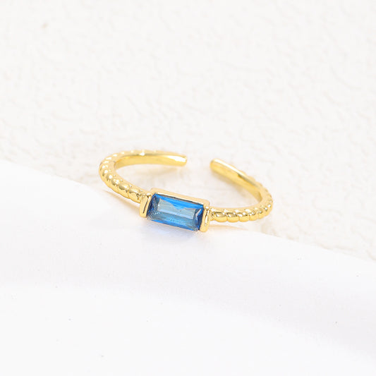 Birthstone Simple Gem Open Adjustable Creative Rings