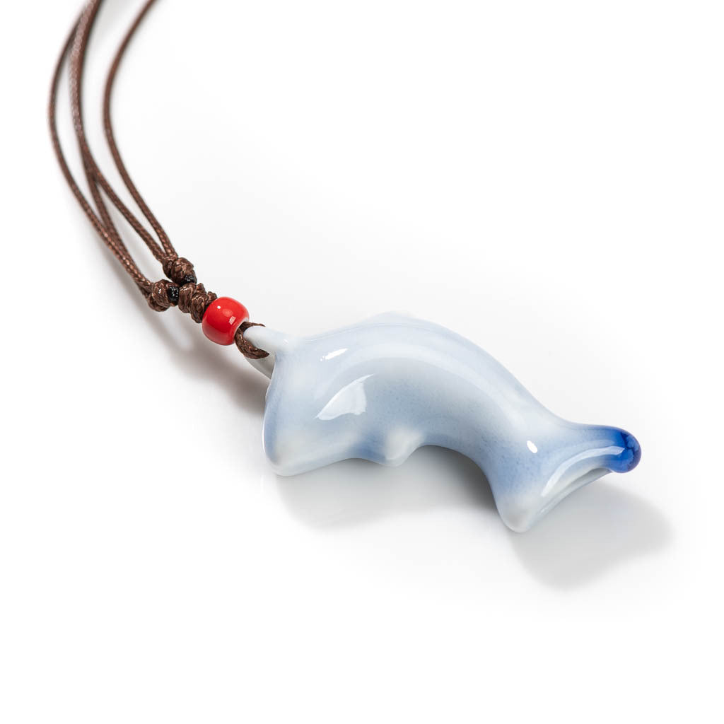 Dolphin Cute Cartoon Porcelain Whistle Blowing Necklaces