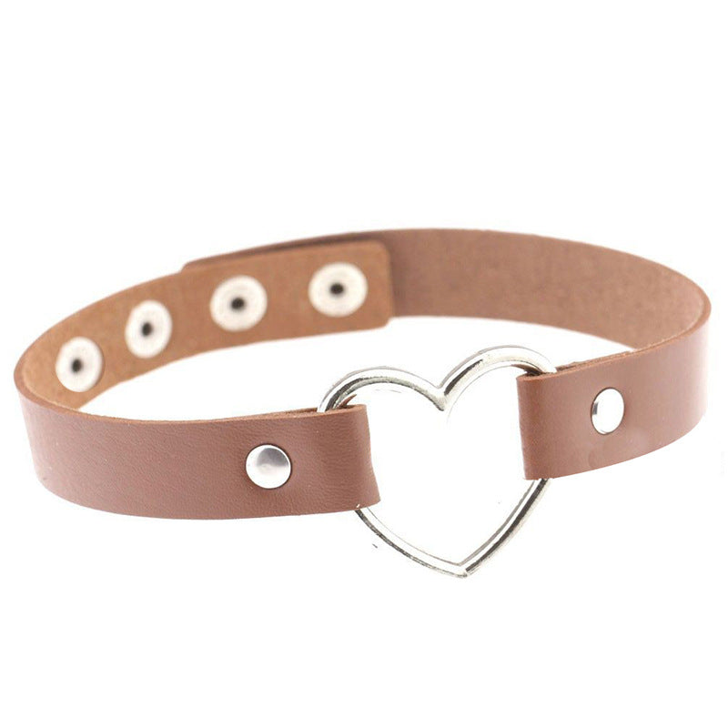 Fashion Punk Nightclub Soft Leather Heart Love Necklaces