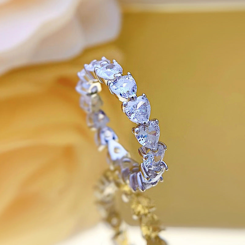High Carbon Zircon Twin Female Style Sweet Rings