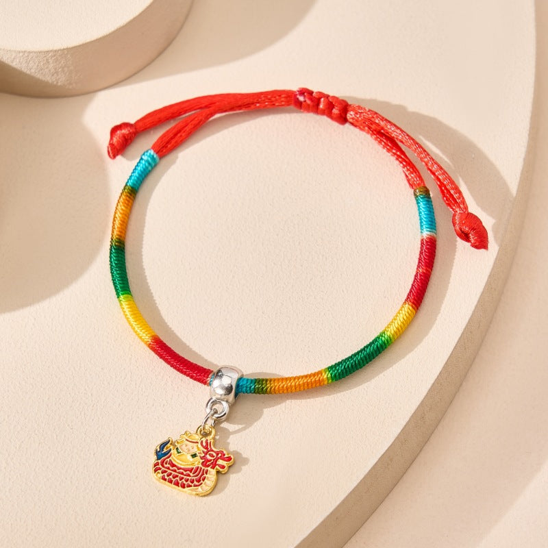 Children's Boat Festival Colorful Rope Hand-woven Alloy Bracelet