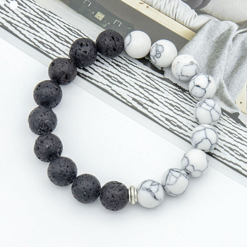 Handmade Beaded High Elasticity Black White Bracelets