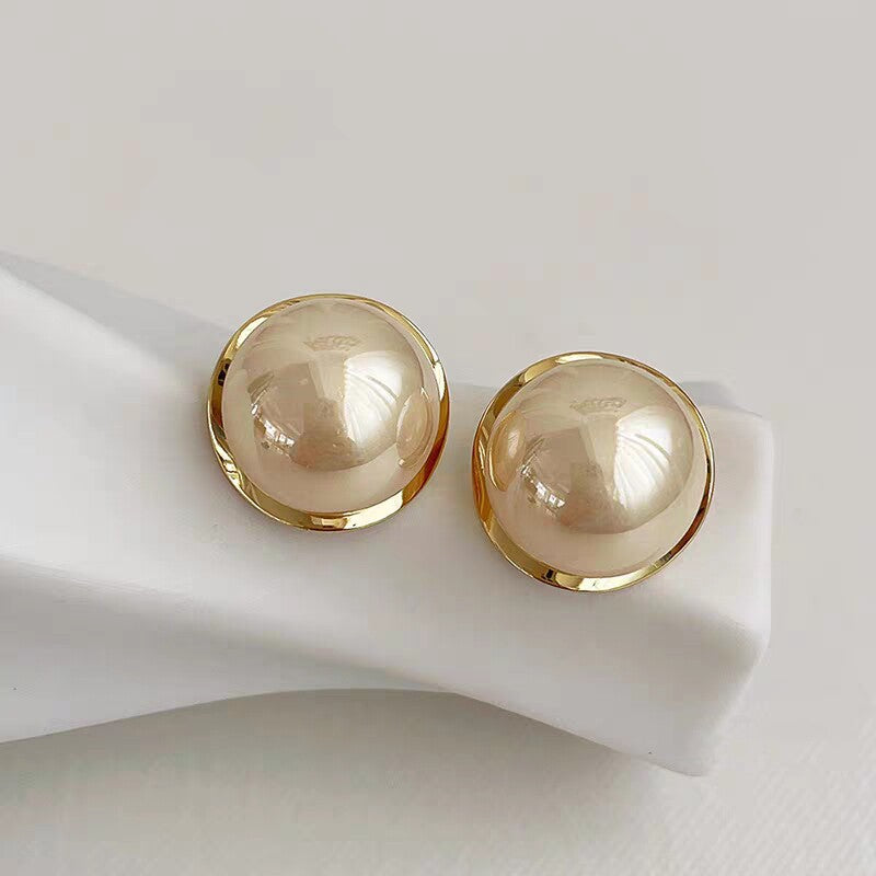 Design Cold Style Geometric Pearl Sier Needle Stud Earrings