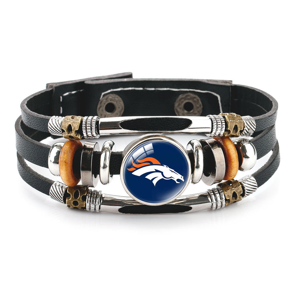 Genuine Leather Hand Professional Rugby League Team Time Stone Bracelet