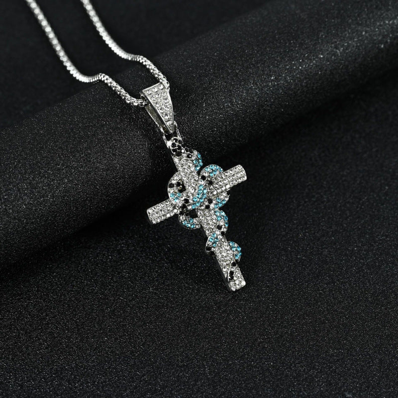 Men's Snake Cross Titanium Steel Couple Retro Personalized Hip Hop Necklace