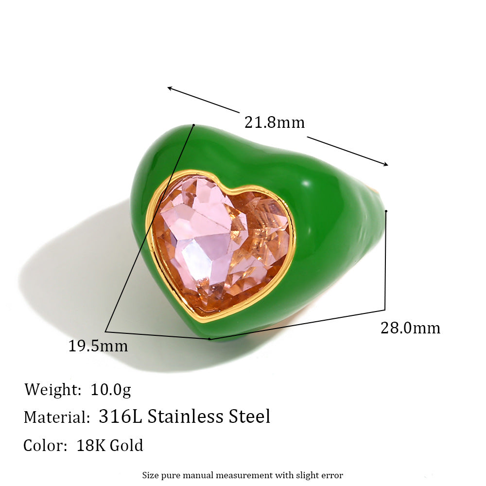 Fashion Niche Color Stainless Steel Gold-plated Cut Peach Ring