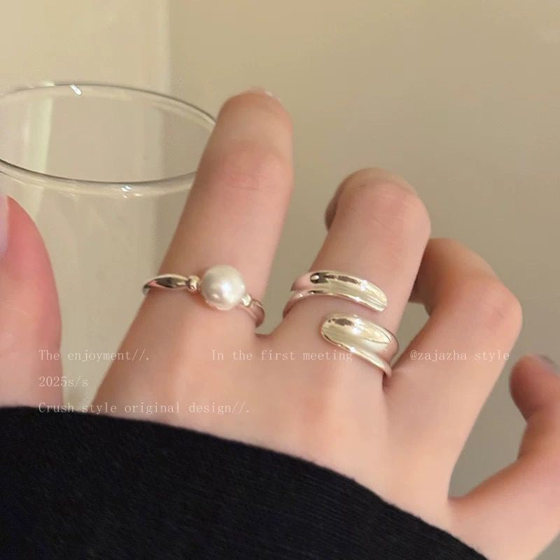 Women's Simple Open-end Pearl Niche Design Light Luxury Advanced Index Finger Rings