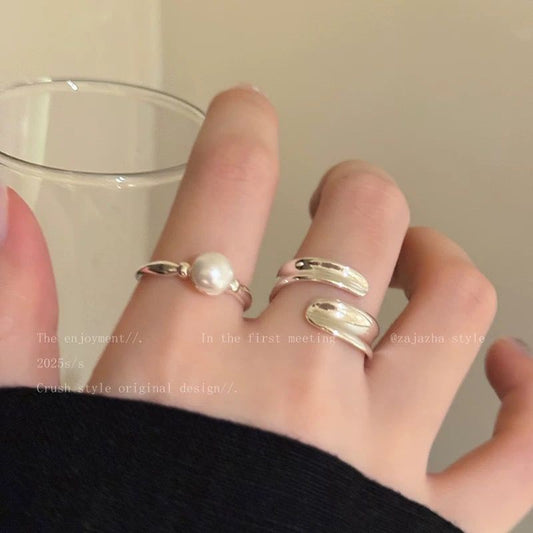 Women's Simple Open-end Pearl Niche Design Light Luxury Advanced Index Finger Rings