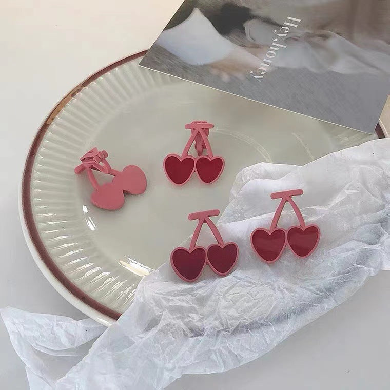 Women's Cherry Mori Sweet Cute Girly Niche Design Without Stud Earrings