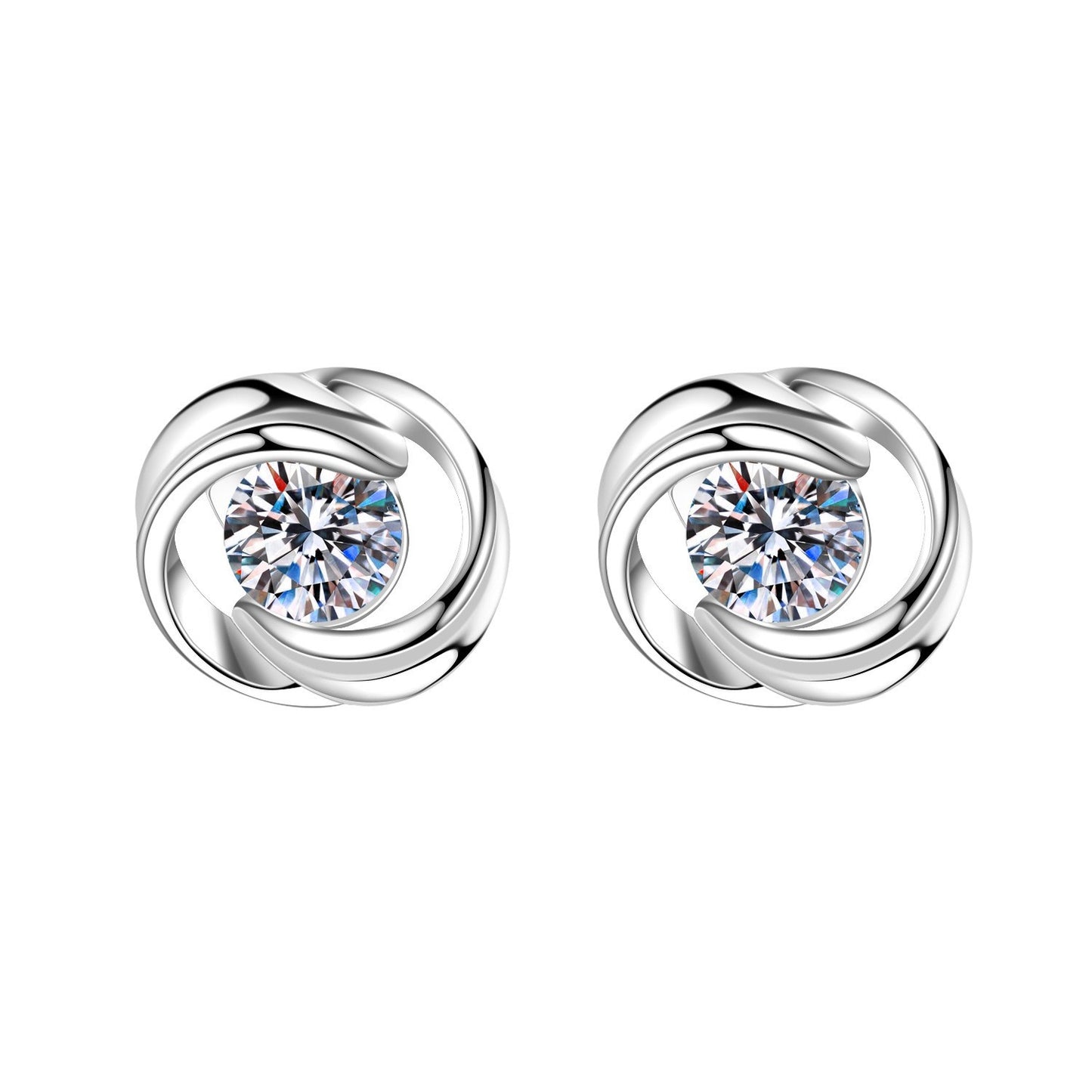 Women's For Sier-plated Ear Rotating Love Simple Stud Earrings