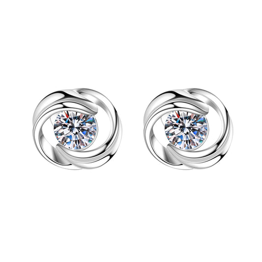Women's For Sier-plated Ear Rotating Love Simple Stud Earrings