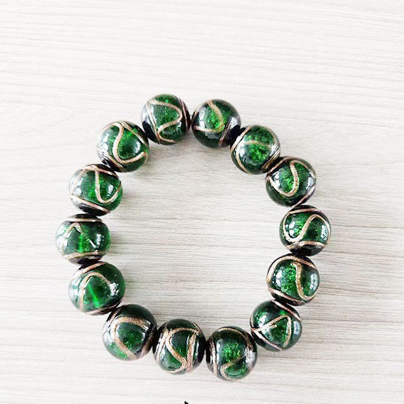 Style Fragrant Gray Colored Glaze Five Elements Lucky Swallowing Gold Bracelet
