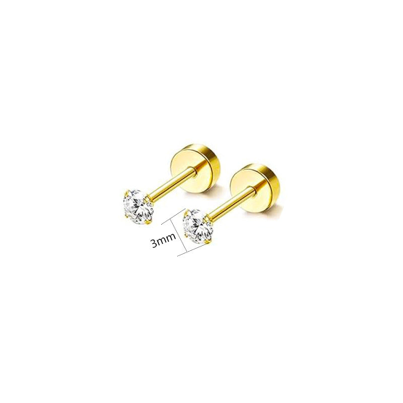 Stainless Steel Piercing Ear Zircon Bone Nose Earrings