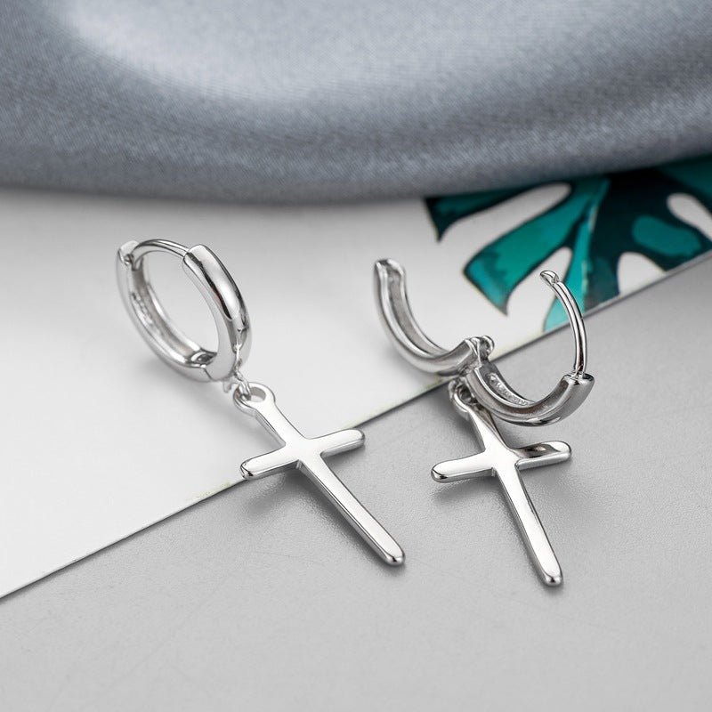 Women's & Men's Sier Cross Clip Simple Short Temperament Ear Line