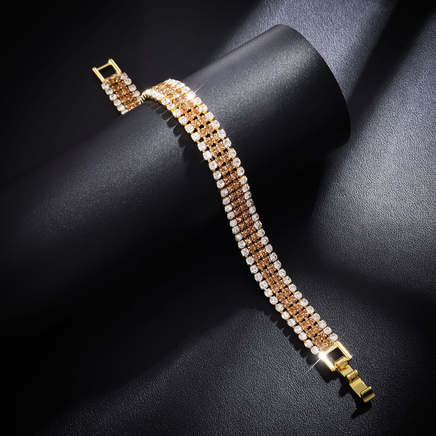 Women's Luxury Roman Crystal Gold Simple Full Diamond Bracelets