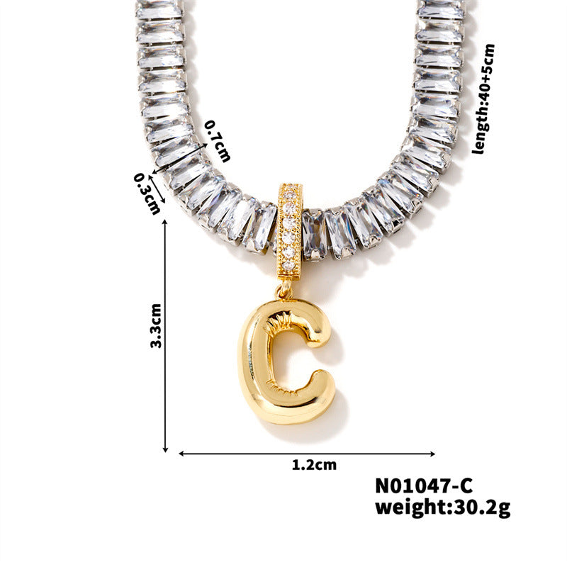 Zircon Letter English High Sense Simple Necklaces