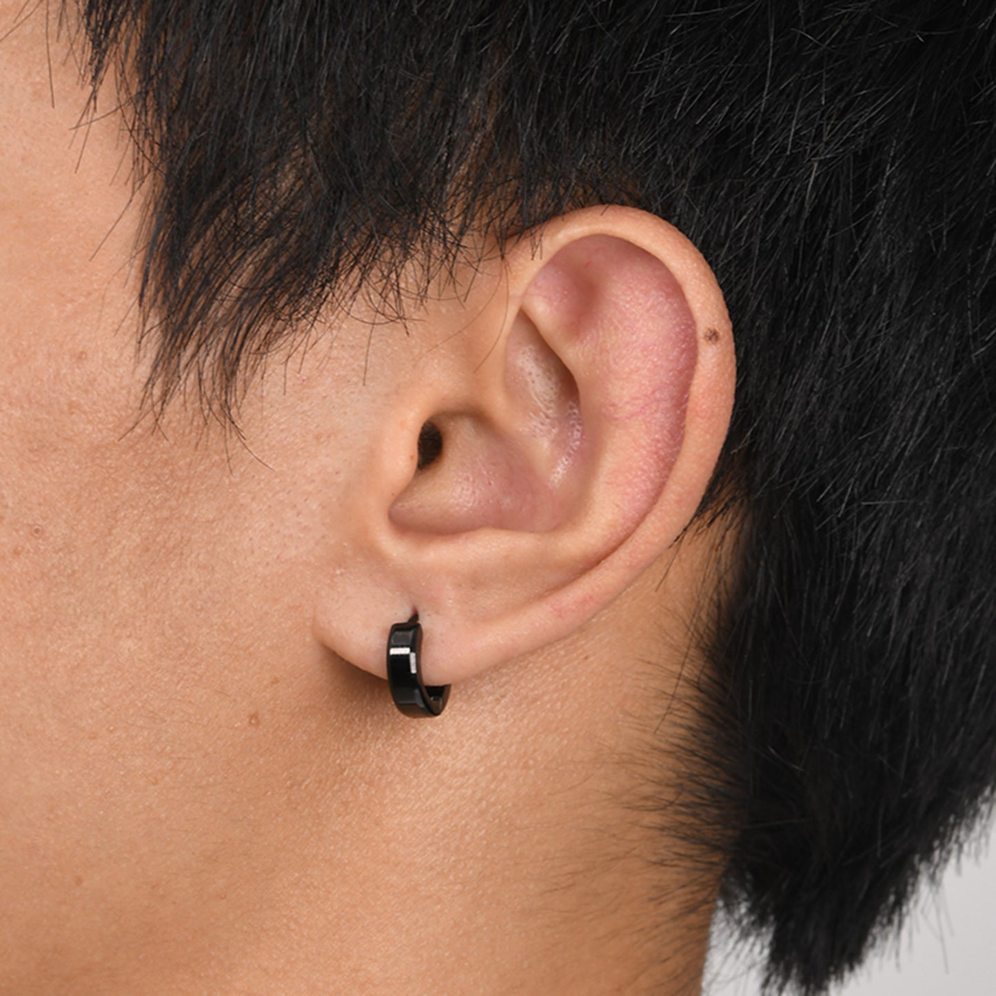 Men's Water Jewellery Stainless Steel Glossy Ear Black Single Rings