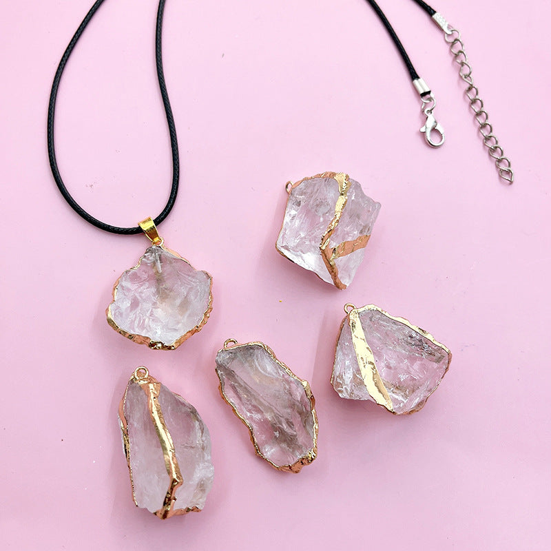 Edging Gilding With Shape Citrine Pink Pendants