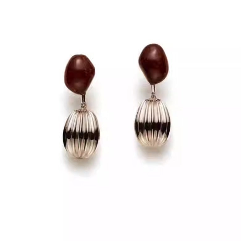 Women's Simple Elegant Red Bean Chinese Style Sier Needle Earrings