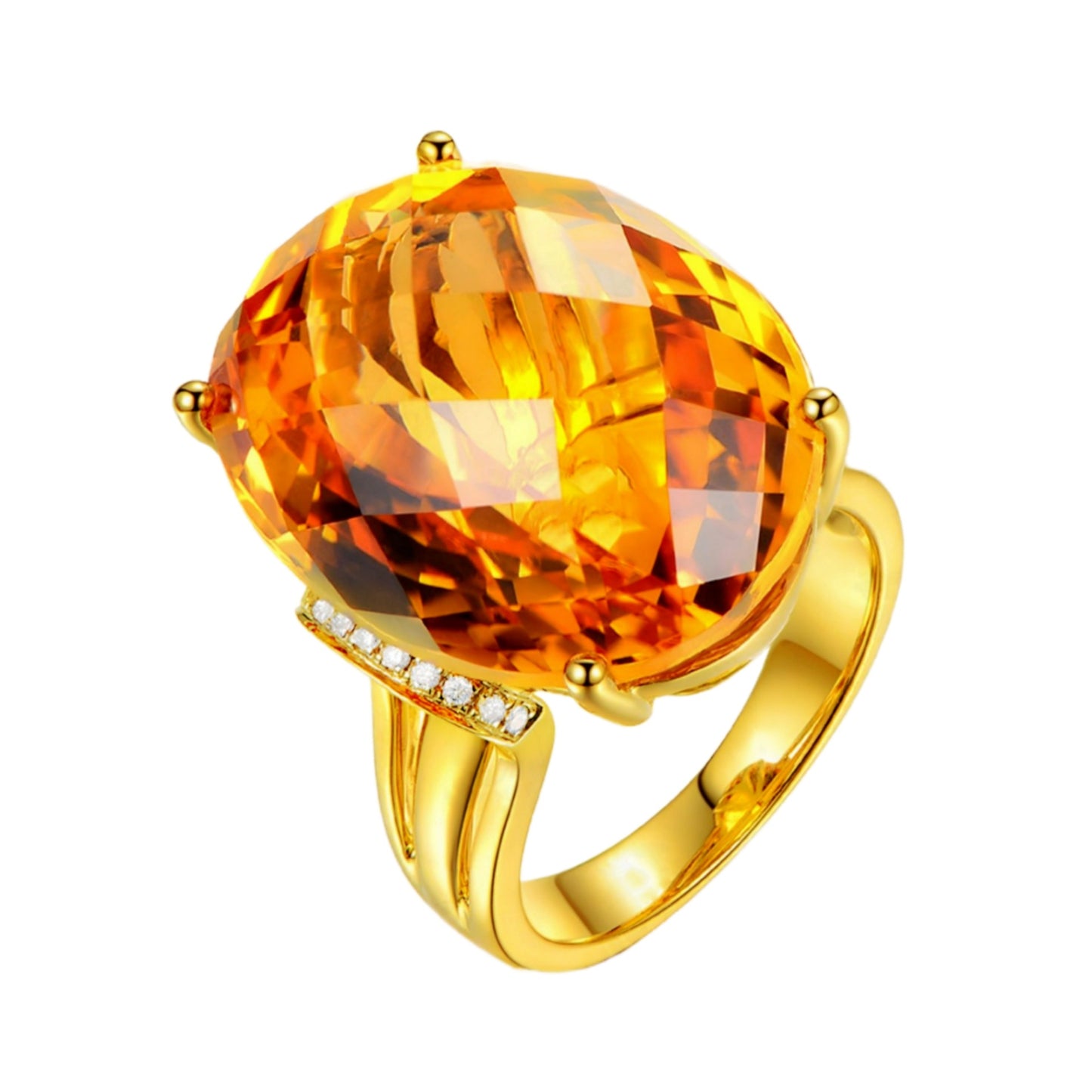 Imitation Natural Citrine Gold Big Stone Rings