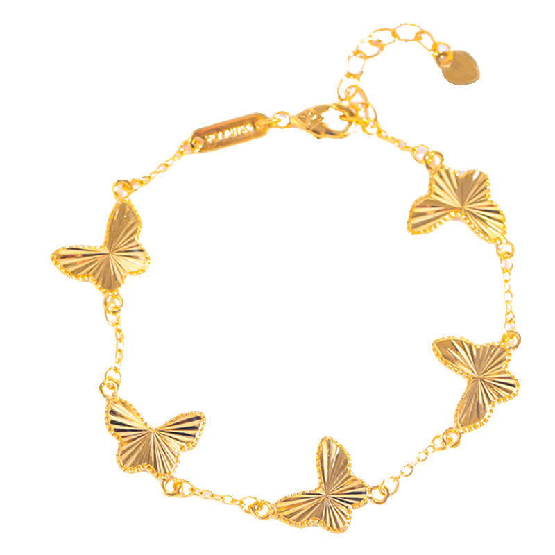 Women's Placer Gold Laser Butterfly Light Luxury Bracelets