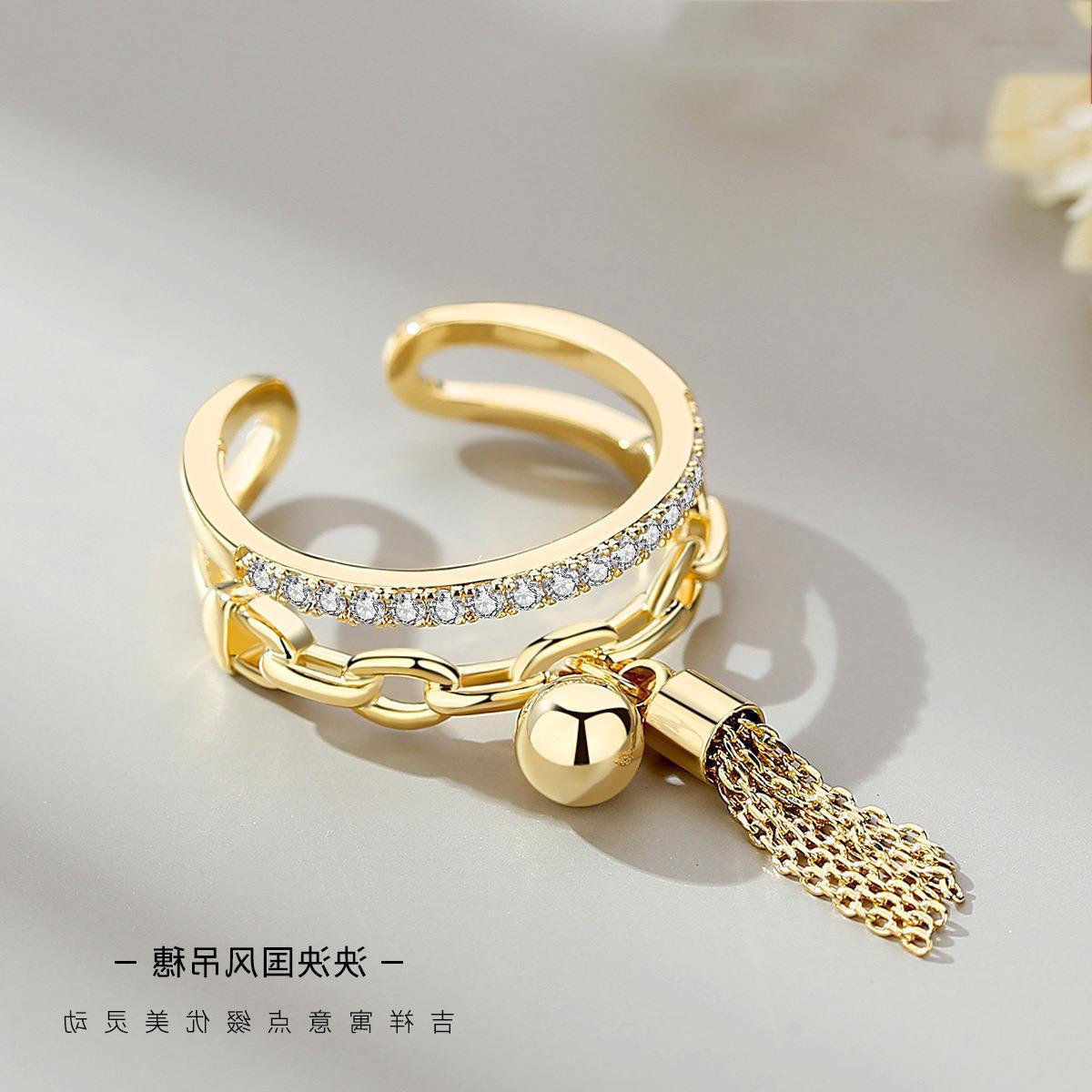 Style Yarn Ball Tassel Open Female Minority Simple Ring