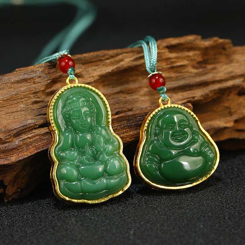 Women's & Men's Inlaid With Jade Buddha Beryl Sweater Pendants