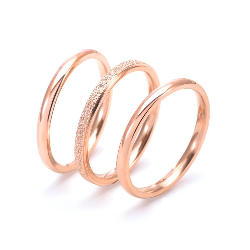 Style Frosted Twin Index Finger Tail Pressed Sand Titanium Rings