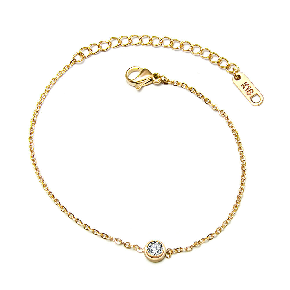 Steel Gold Diamond Fashion Simple Single Adjustable Bracelets