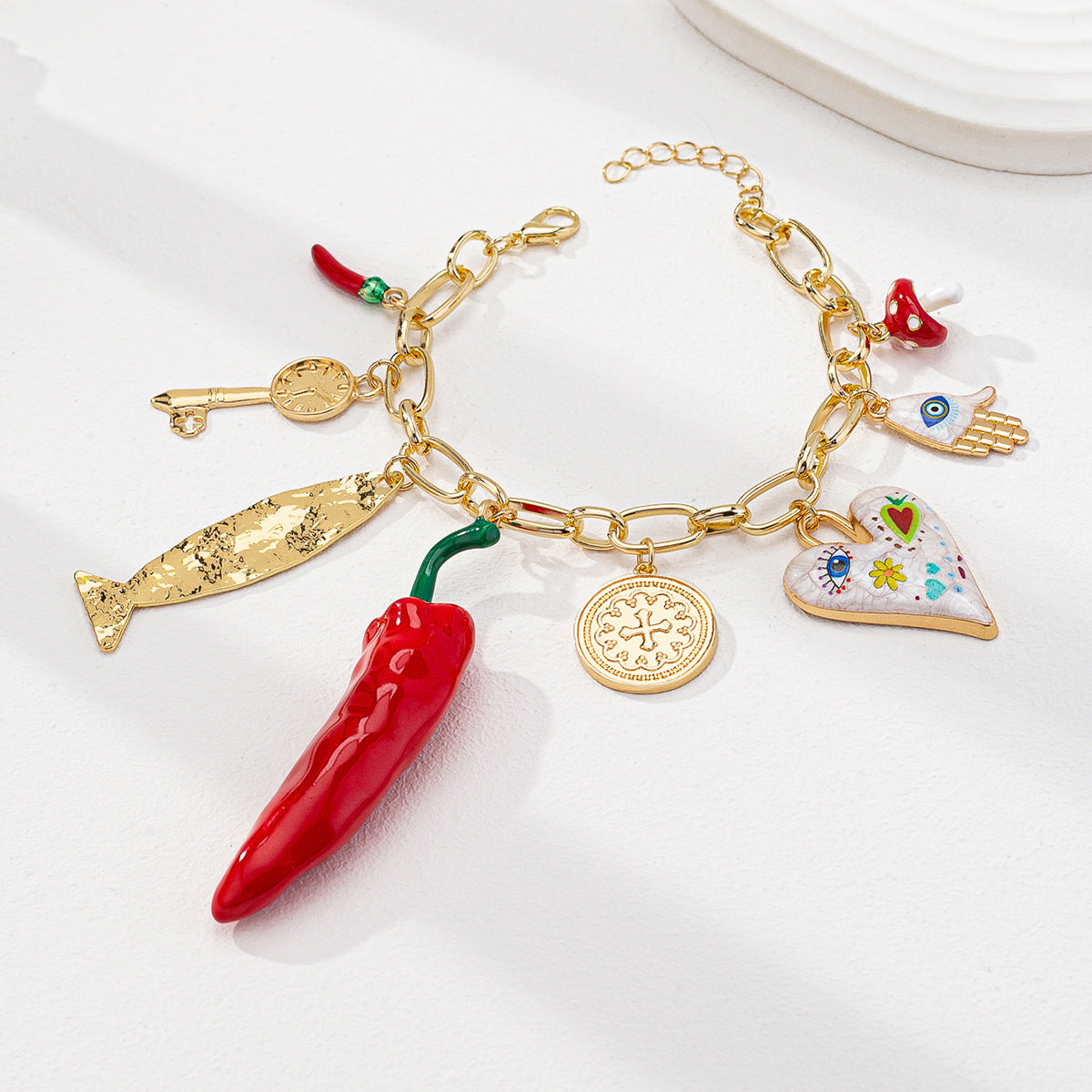 Women's Davey Heart-shaped Cherry Boots Horn Square Pendants