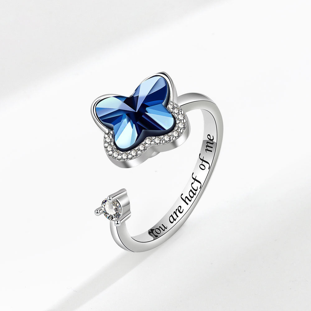 Rotatable Butterfly Female Cold Wind Niche Opening Ring
