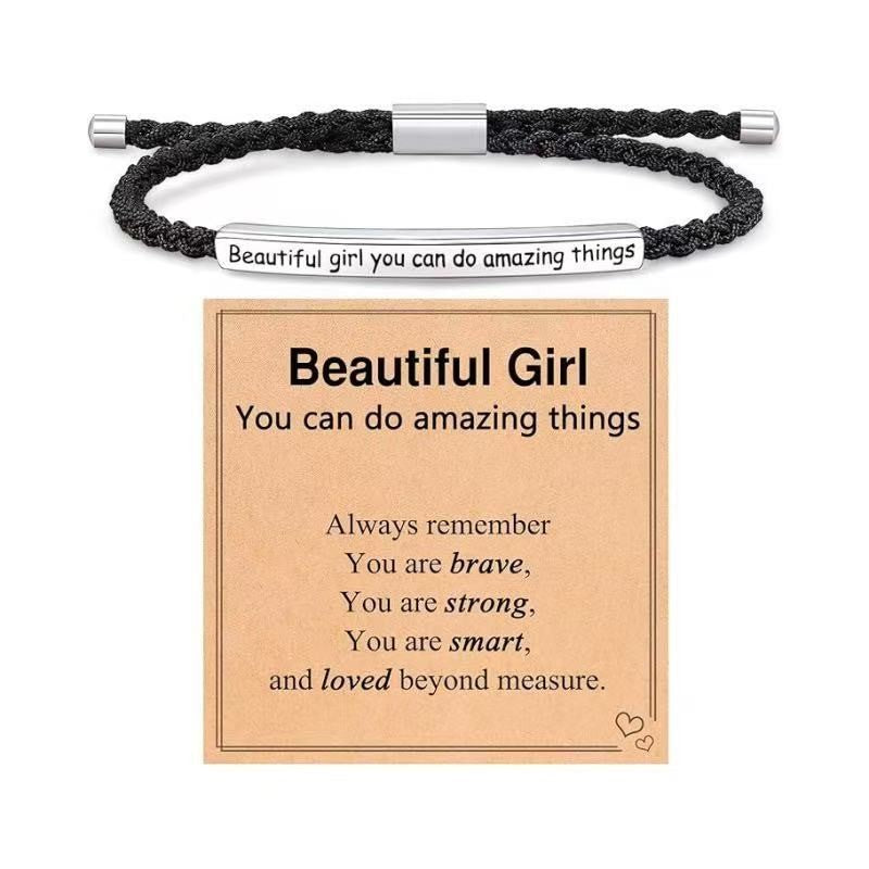 Elbow Lettering Friend Gift Rose Gold Adjustable Sier Stainless Bracelet