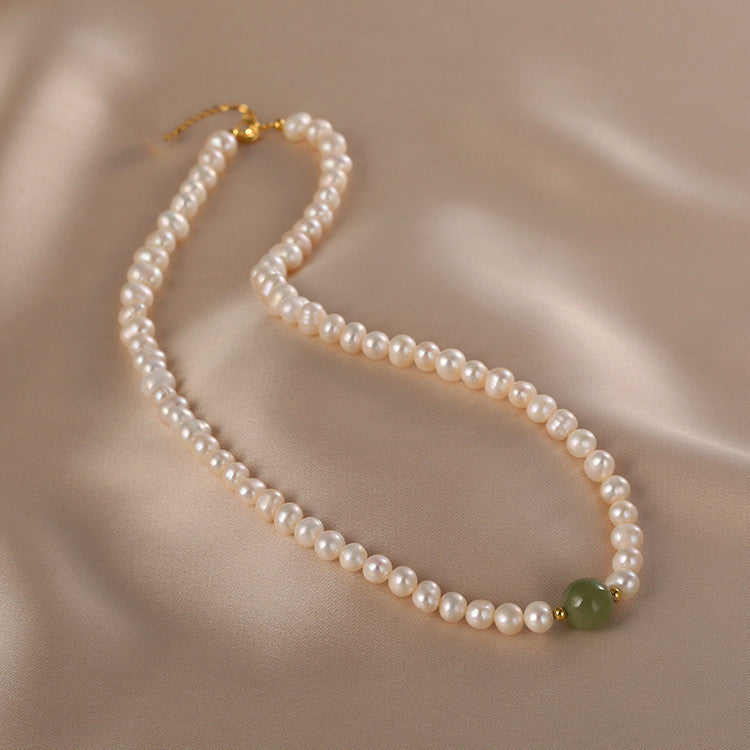 Women's Rice Grain Freshwater Pearl Simplicity Fashion Temperament Design Clavicle Chain Necklace