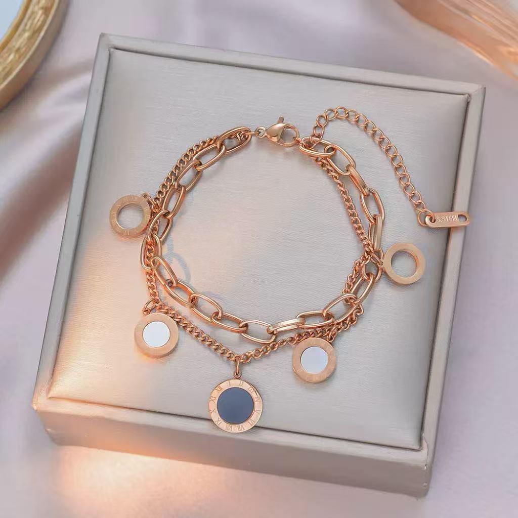 Roman Letters Stainless Steel Female Style Bracelets