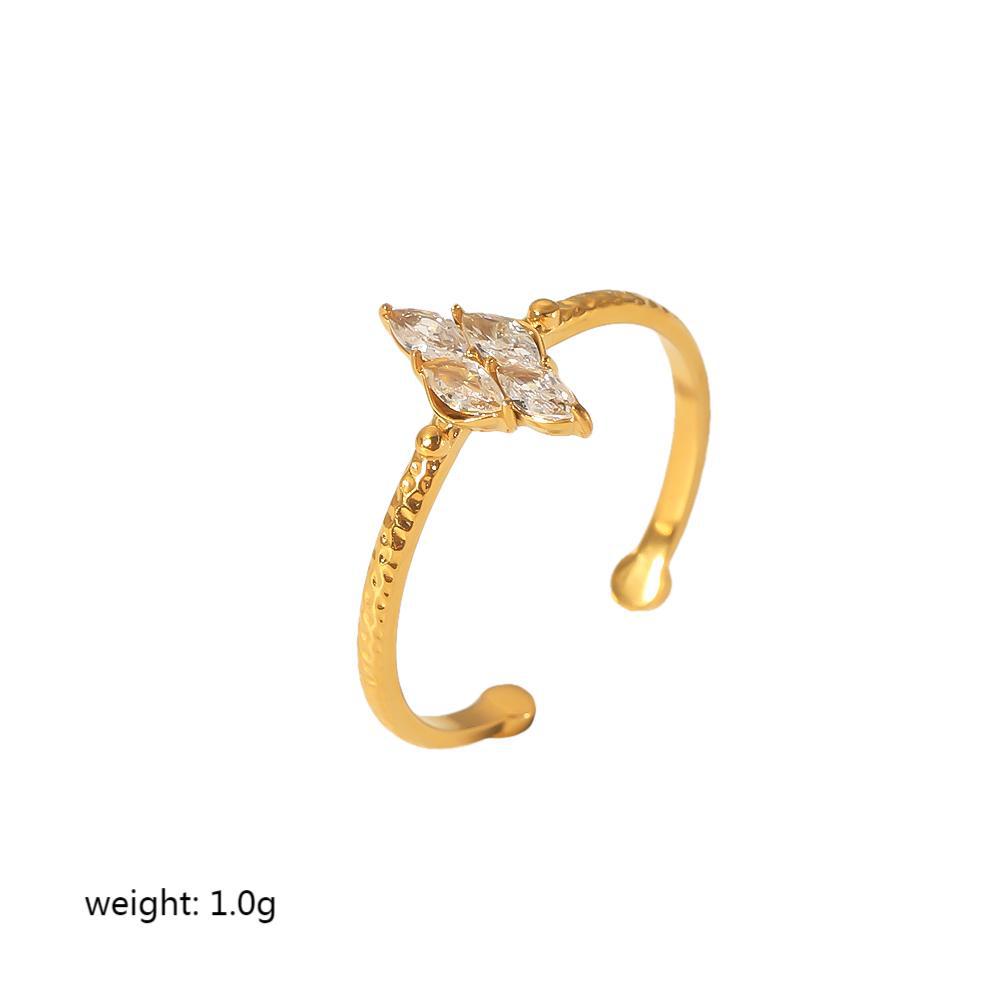 Women's Gold Stainless Steel Inlaid Zircon Open Rings