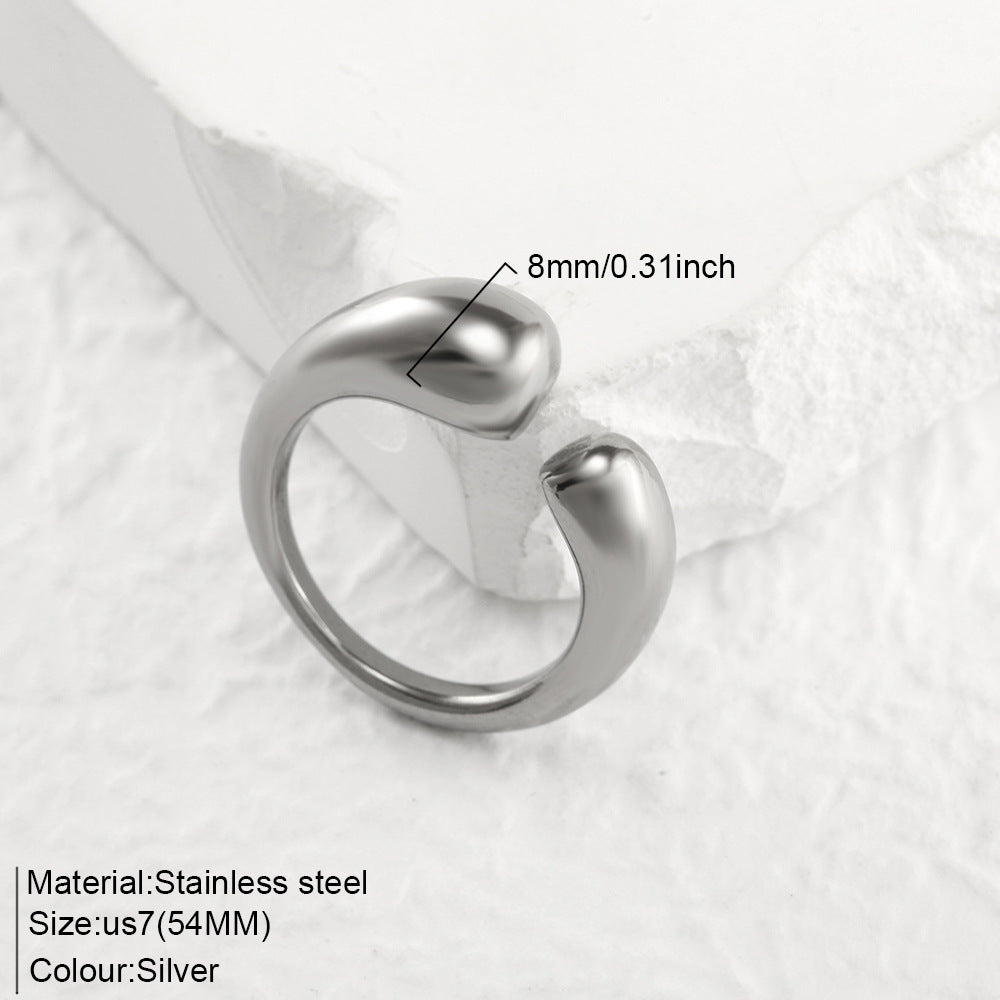 Women's Polish Electroplated Stainless Steel Short Stout Rings
