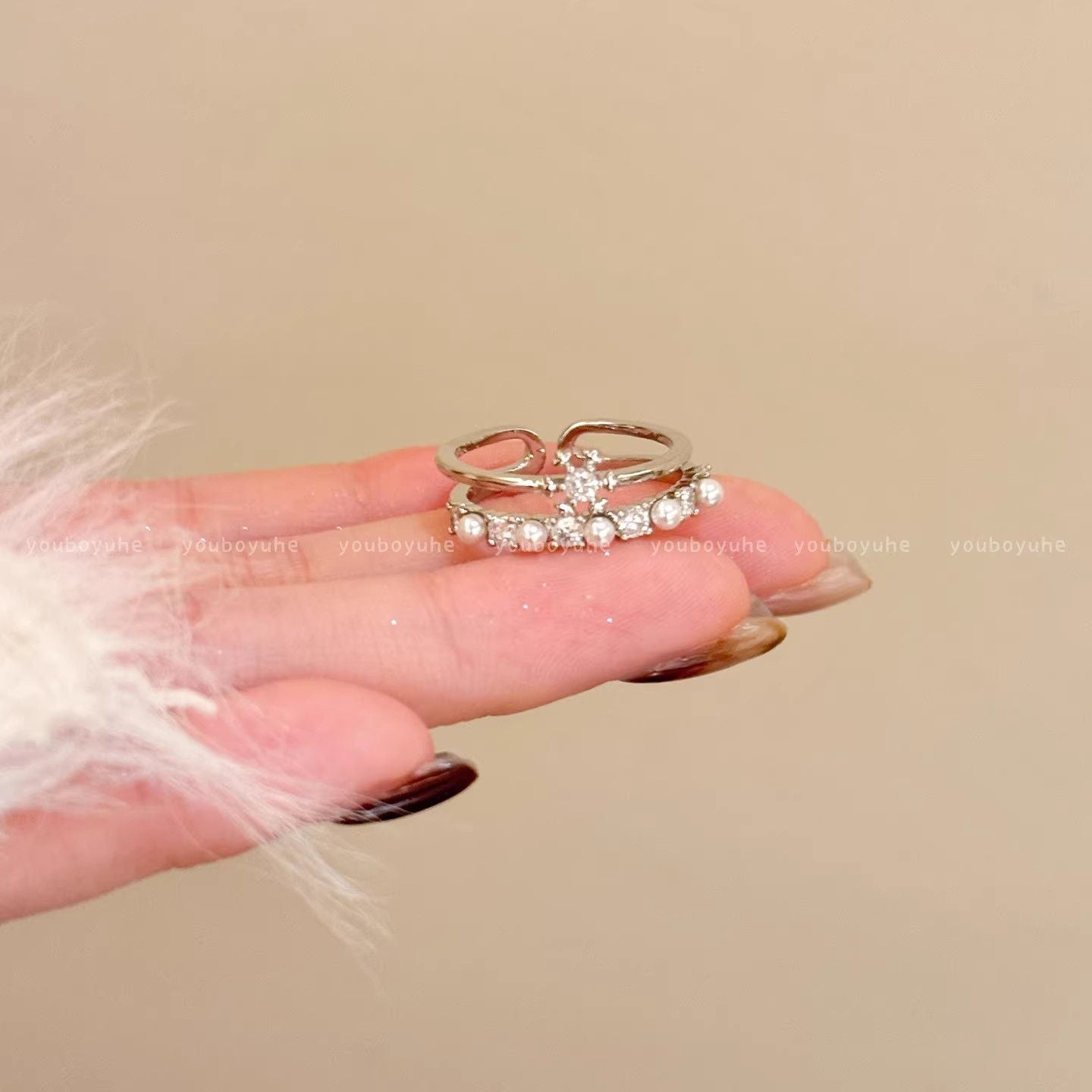 Zircon Simple Female Opening Adjustable Index Finger Light Luxury Rings