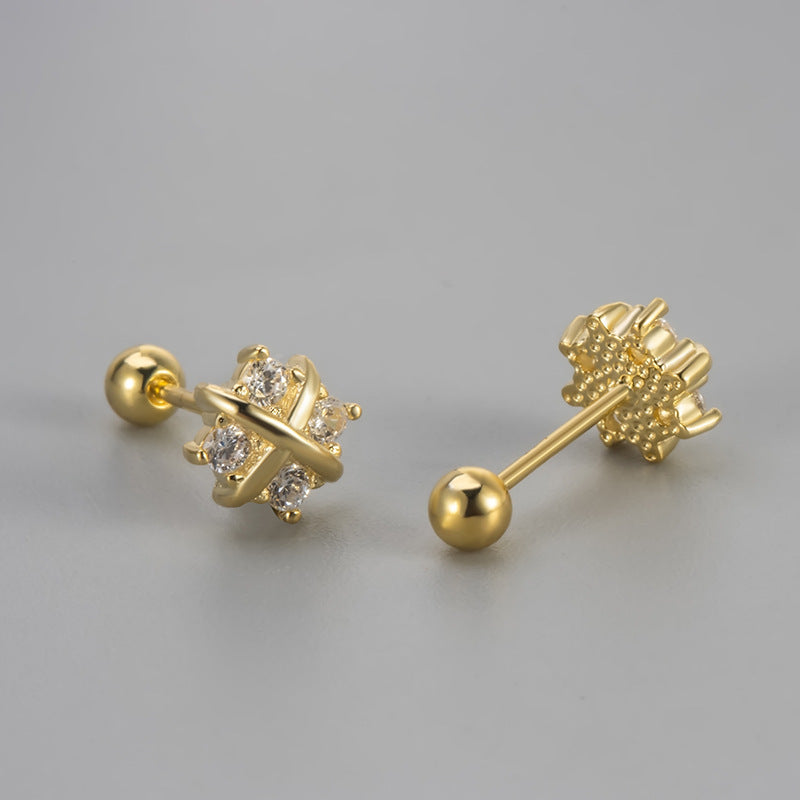Screw Niche Exquisite Shining Diamond Graceful Stud Earrings