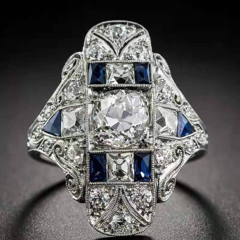 Women's Square White Sapphire Zircon Fashion Hand Rings