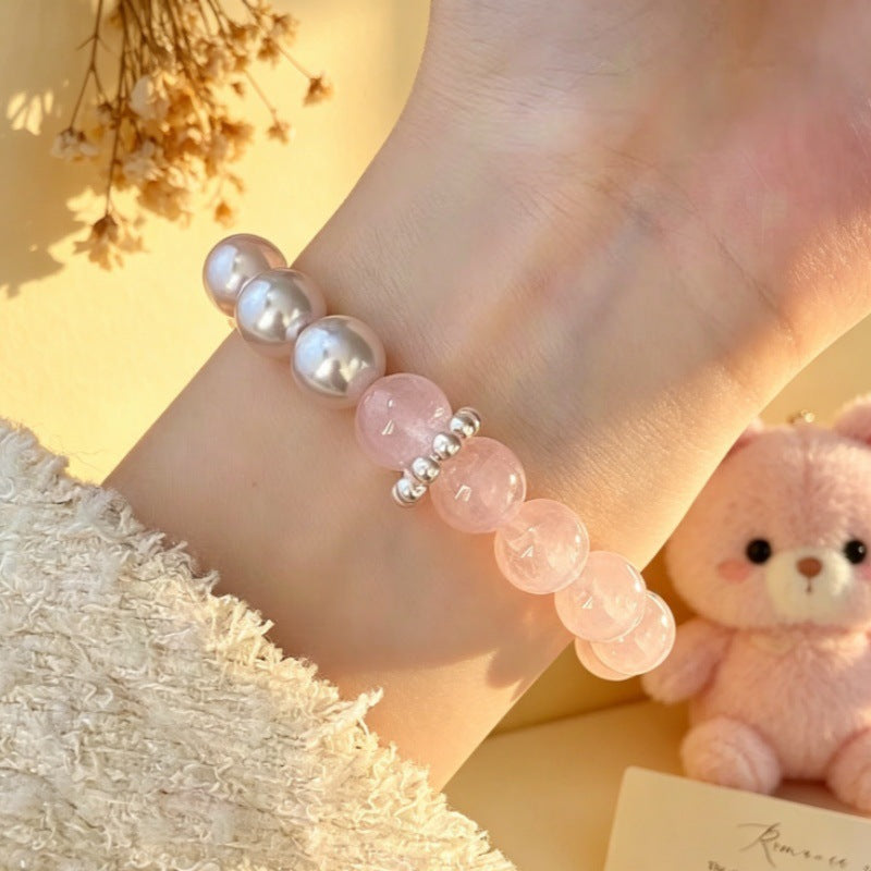 Crystal Color Matching Pearl Design Gradient Bracelet