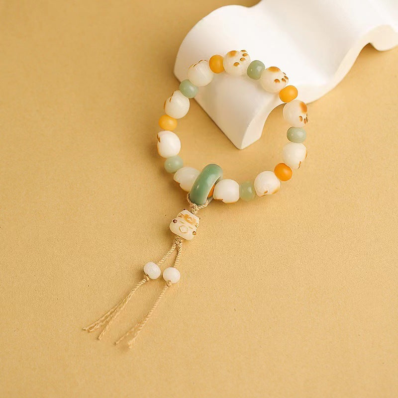 Pumpkin Lotus Beads White Jade Bodhi Rich Flower Charcoal Bracelets