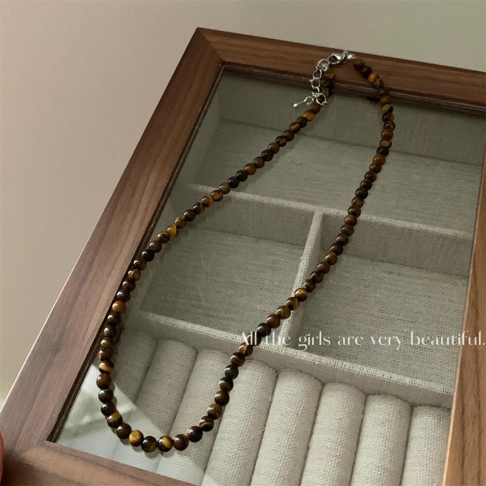 Advanced Simple Retro Handmade Beaded Twin Tigereye Necklaces