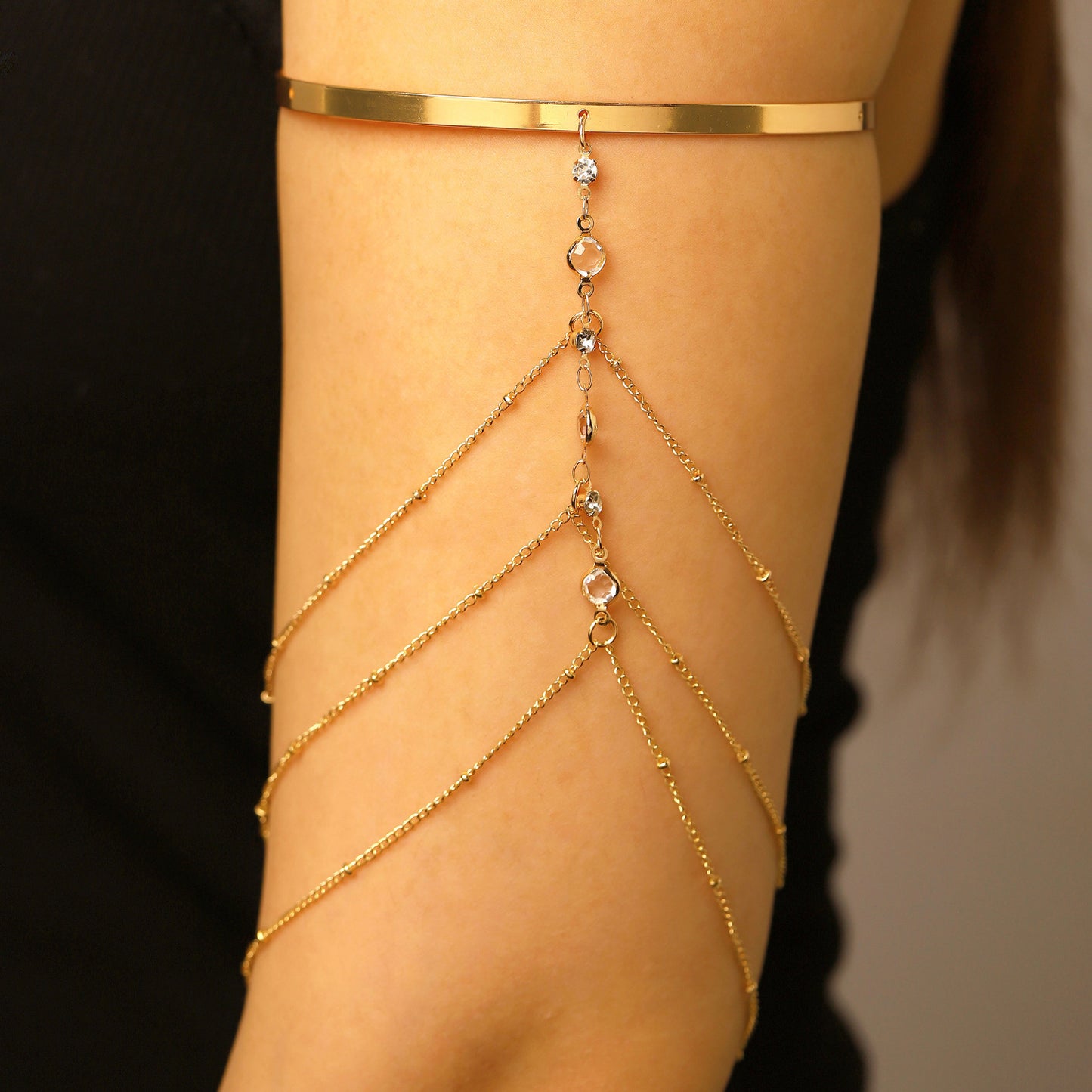 Niche Adjustable Arm Chain Metal Lanyard Tassel Armband Vacation Style Bracelets